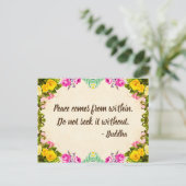 平和はがき – ブッダの見積り ポストカード (スタンド正面)