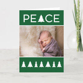 平和はっきりしたタイポグラフィグリーンホワイトツリーズ写真 シーズンカード