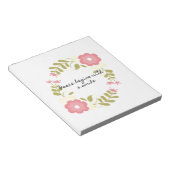 平和はピンクと緑のスマイルで始まるフローラ ノートパッド (アングル)