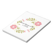 平和はピンクと緑のスマイルで始まるフローラ ノートパッド (回転)