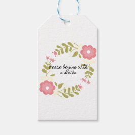平和はピンクのスマイルで始まるフローラ ギフトタグ
