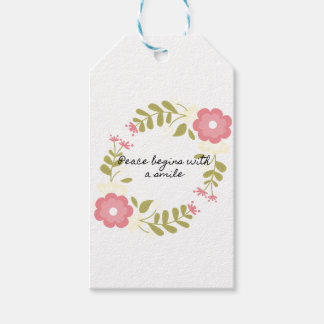 平和はピンクのスマイルで始まるフローラ ギフトタグ