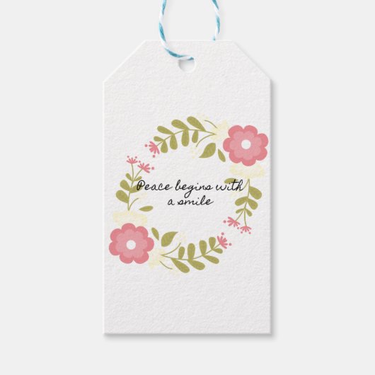 平和はピンクのスマイルで始まるフローラ ギフトタグ (正面)