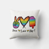 平和はポップ・アートの枕を愛し、虹はポップ・アートのそれを クッション (裏面)