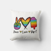 平和はポップ・アートの枕を愛し、虹はポップ・アートのそれを クッション (正面)