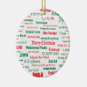 平和は幸せなメリークリスマス多くの言語共存します セラミックオーナメント (右)