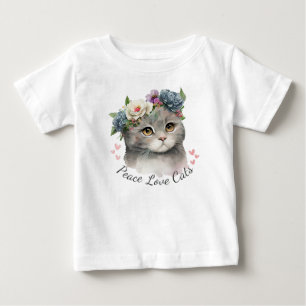 平和は猫を愛する ベビーTシャツ