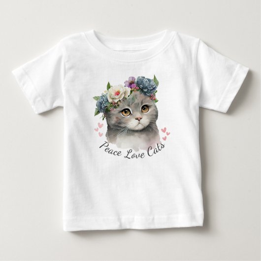 平和は猫を愛する ベビーTシャツ (正面)