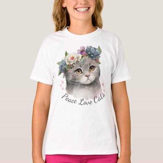 平和は猫を愛する Tシャツ (正面)