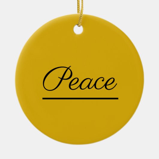 平和は良い：暗い金ゴールド色 セラミックオーナメント (正面)