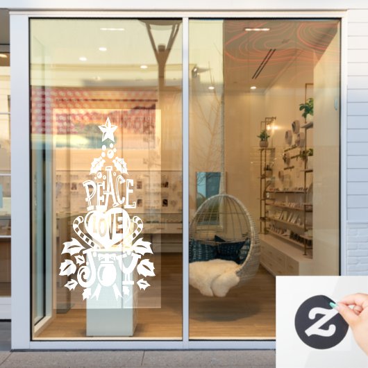 平和は、クリスマスの賛美白を愛する ウィンドウサイン (店舗窓)