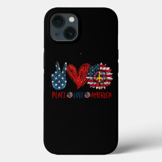 平和ひまわり愛アメリカ国旗7月パット4日 iPhone 13ケース
