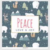 平和への愛と喜びかわいいクリスマス動物のパターン シール (シート)