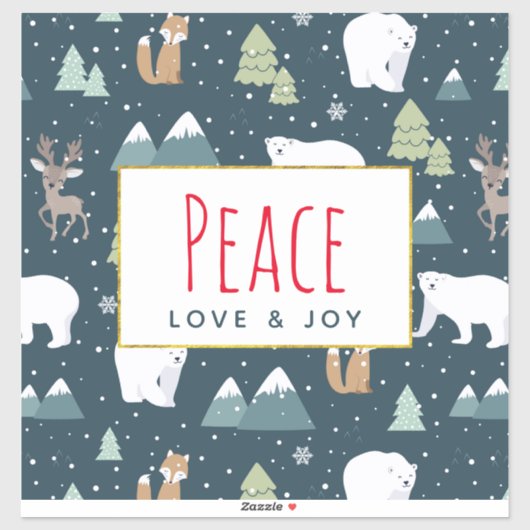 平和への愛と喜びかわいいクリスマス動物のパターン シール (シート)