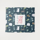 平和への愛と喜びかわいいクリスマス動物のパターン タペストリー (正面(横))