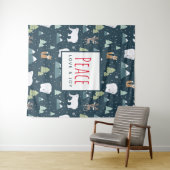 平和への愛と喜びかわいいクリスマス動物のパターン タペストリー (インサイチュ(横))