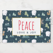 平和への愛と喜びかわいいクリスマス動物のパターン フードラベル (シングルラベル)