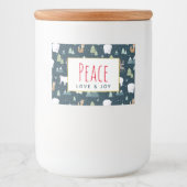 平和への愛と喜びかわいいクリスマス動物のパターン フードラベル (正面)