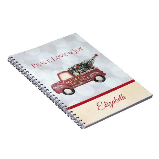平和への愛と喜びのおもちゃのトラック、メリークリスマス ノートブック (右側)
