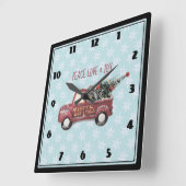 平和への愛と喜びのトラックメリークリスマス スクエア壁時計 (傾斜)