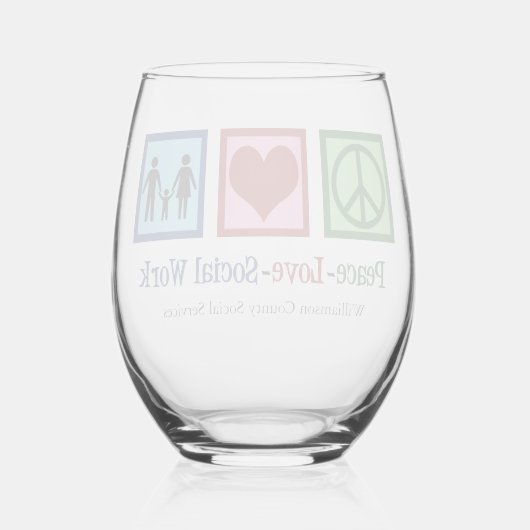 平和への愛のソーシャルワークギフト ステムなしワイングラス (裏面)