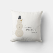 平和への愛を願う。クリスマス雪だるま装飾用クッション クッション (正面)
