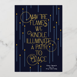 平和への道を照らすハヌカの箔押しカード 箔シーズンカード