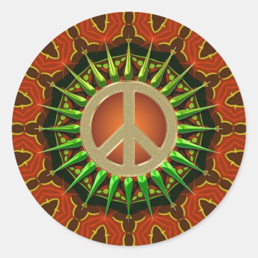 平和ろうけつ染めフローラジオメトリ ラウンドシール (正面)