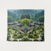 "平和を囁くウォールアート – 風光明媚な山 タペストリー (正面(横))