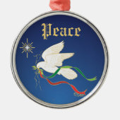 平和を広める白いハト メタルオーナメント (正面)
