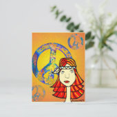 平和を愛するヒッピーchickポストカード ポストカード (スタンド正面)