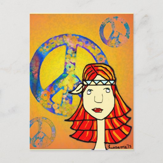 平和を愛するヒッピーchickポストカード ポストカード (正面)