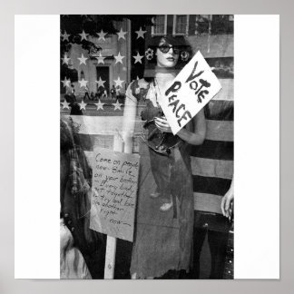 平和を投票し、白黒プリント ポスター