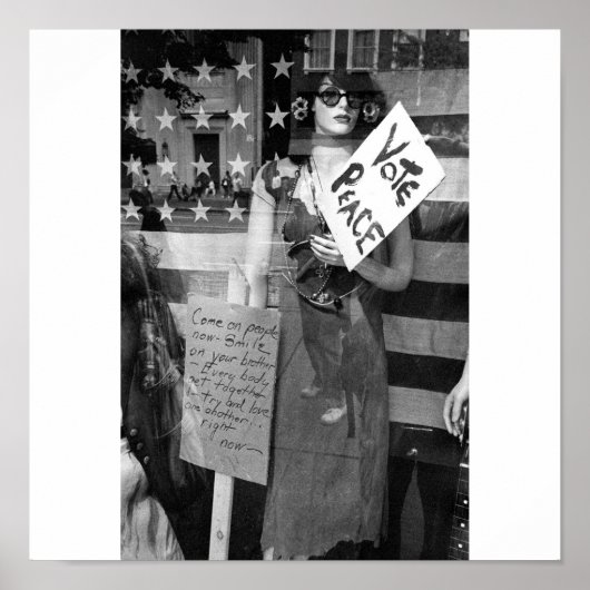 平和を投票し、白黒プリント ポスター (正面)