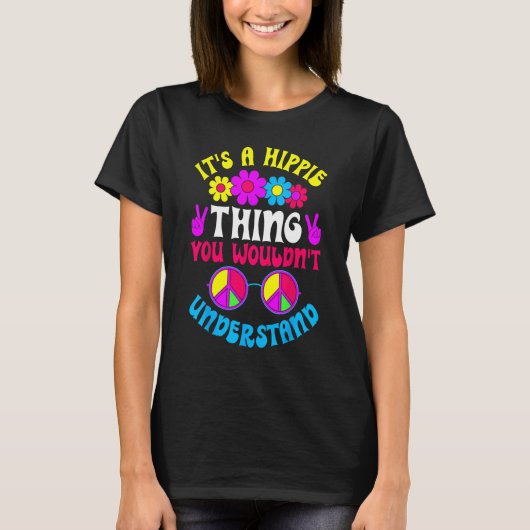 平和を理解できないヒッピーな事だ Tシャツ (正面)
