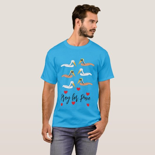 平和を祈るペリカン: Tシャツ (正面フル)