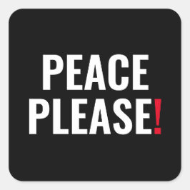 平和を願う白黒赤文字アンチ戦争抗議 スクエアシール