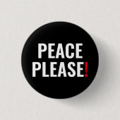 平和を願う白黒赤文字アンチ戦争抗議 缶バッジ (正面)