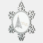 平和を願う。クリスマススノーフレークフレームオーナメント スノーフレークピューターオーナメント (右)