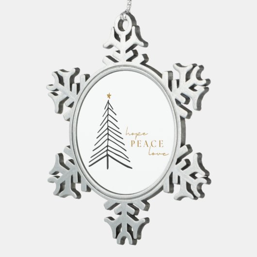 平和を願う。クリスマススノーフレークフレームオーナメント スノーフレークピューターオーナメント (右)