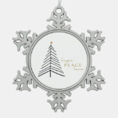 平和を願う。クリスマススノーフレークフレームオーナメント スノーフレークピューターオーナメント (正面)