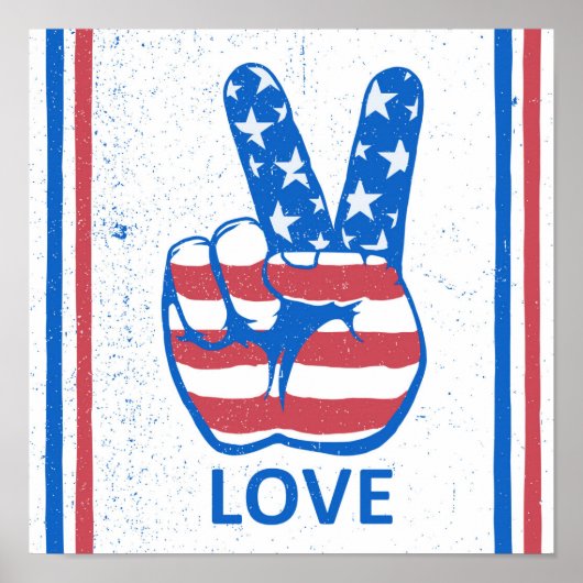 平和アメリカ国旗のパターン ポスター (正面)