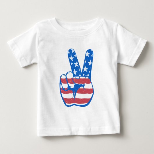 平和アメリカ国旗 ベビーTシャツ (正面)