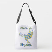 平和ウクライナ国旗の色のオリーブの枝鳩 クロスボディバッグ (裏面)