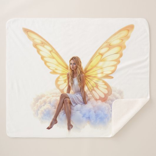 平和エレガントな妖精の輝く空と光 シェルパブランケット (正面(横))