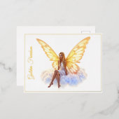 平和エレガントな妖精の輝く空と光 箔シーズンポストカード (正面/裏面)