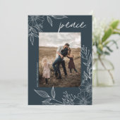 平和エレガントのクリスマスフローラの青い写真 シーズンカード (スタンド正面)