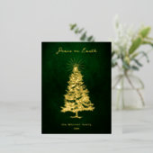 平和エレガントオン地球金ゴールドクリスマスツリー 箔シーズンポストカード (立ち正面)