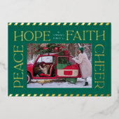 平和エレガント希望の信仰応援クリスマスフォト 箔シーズンカード (正面)