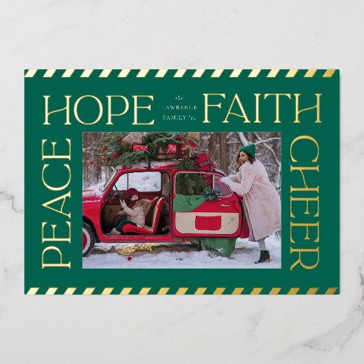 平和エレガント希望の信仰応援クリスマスフォト 箔シーズンカード (正面)
